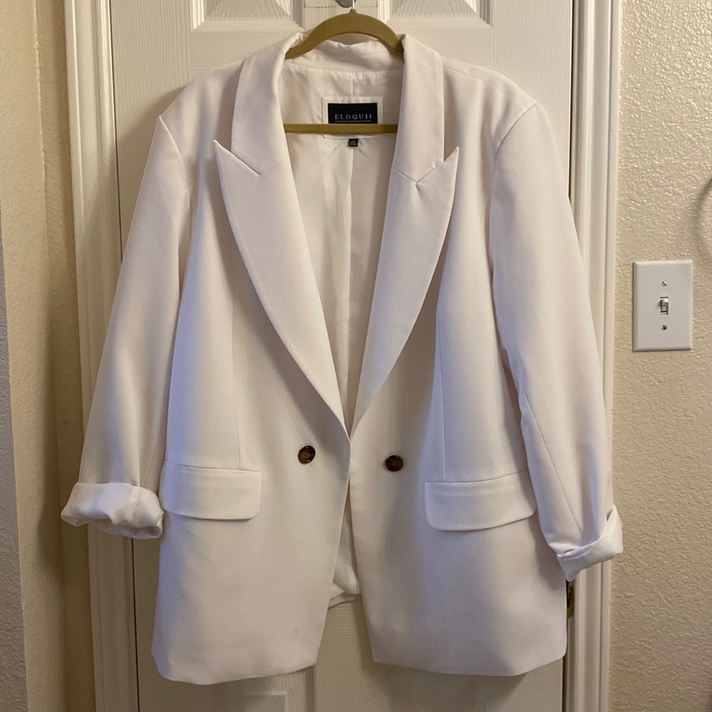 Eloquii long relaxed white blazer size 24